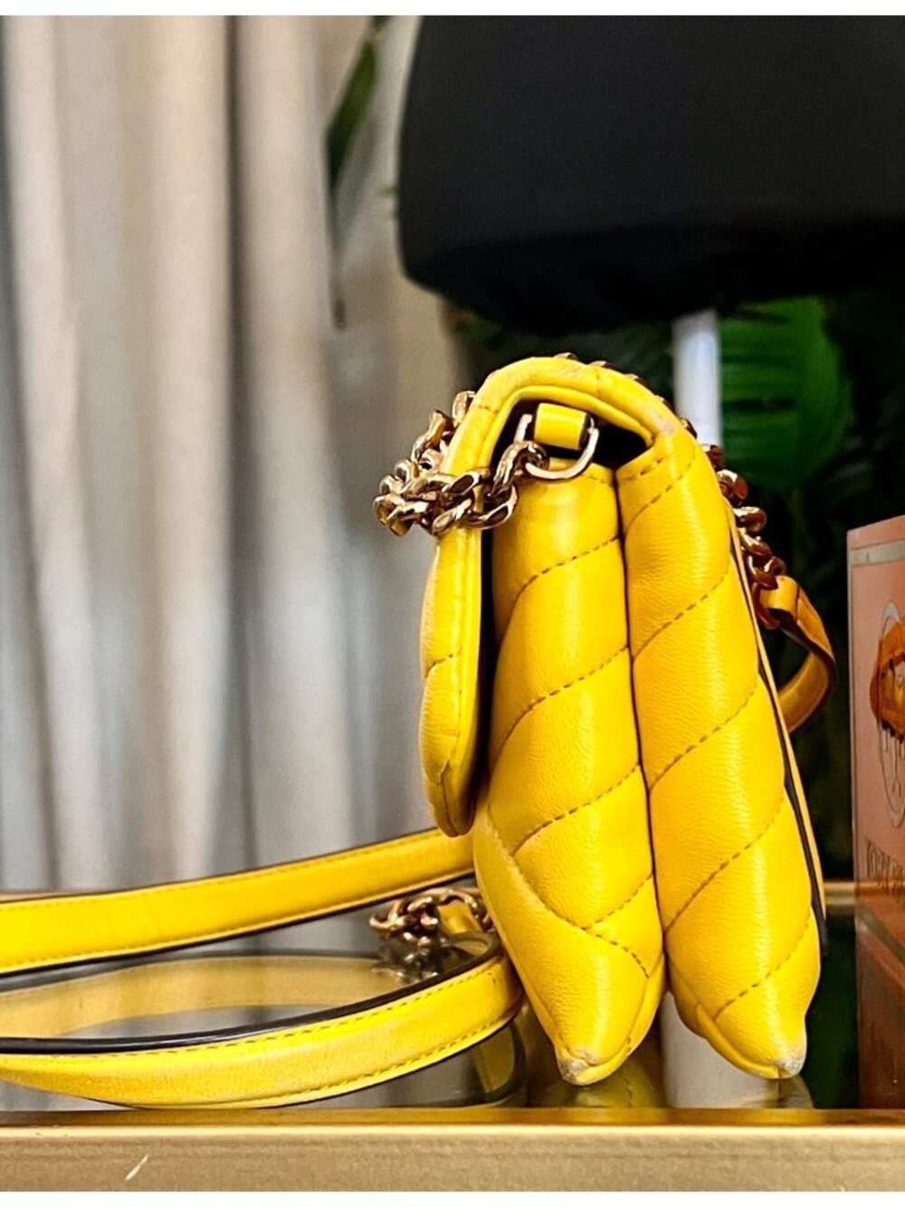 *** Authentic Tory Burch Yellow Quilted Leather Kira Crossbody - Picture 2 of 14
